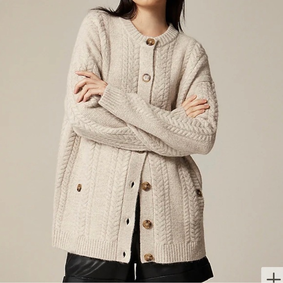 JCrew oversized wool-blend cardigan. New with tags. Size XS. Green. - Picture 4 of 5